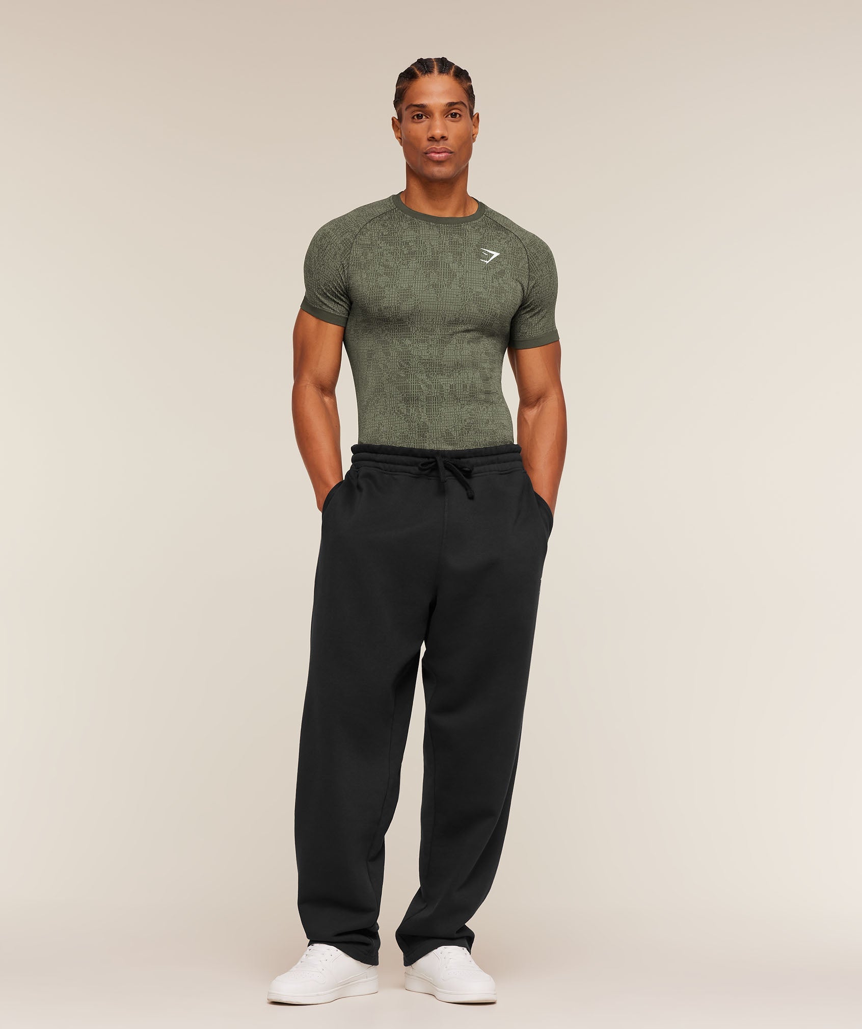 Gymshark Geo Seamless Grid T-Shirt Strength Green