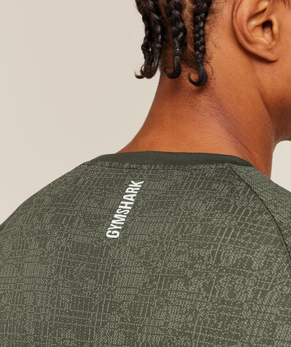 Gymshark Geo Seamless Grid T-Shirt Strength Green