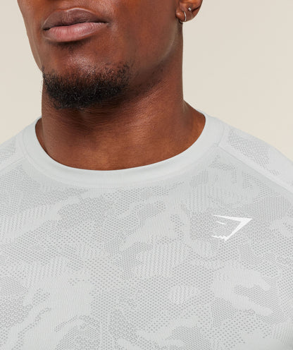Gymshark Geo Seamless Long Sleeve T-Shirt Light Grey