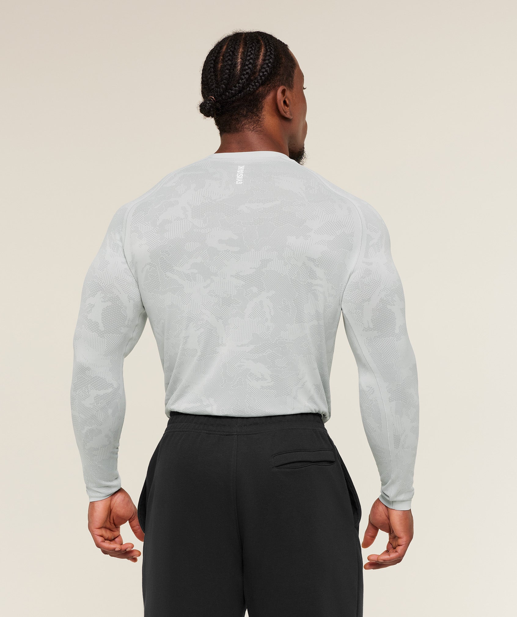 Gymshark Geo Seamless Long Sleeve T-Shirt Light Grey
