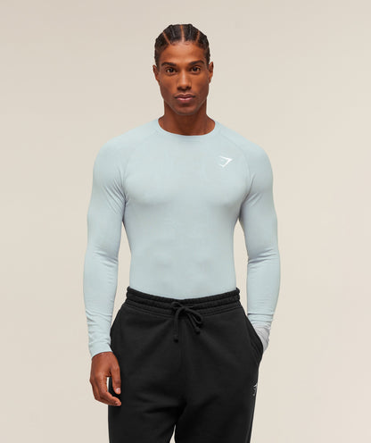 Gymshark Geo Seamless Long Sleeve T-Shirt Smoke Blue