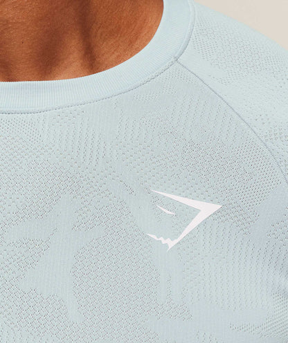 Gymshark Geo Seamless Long Sleeve T-Shirt Smoke Blue