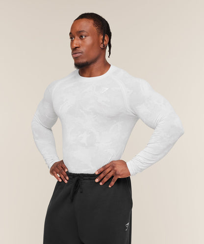Gymshark Geo Seamless Long Sleeve T-Shirt White