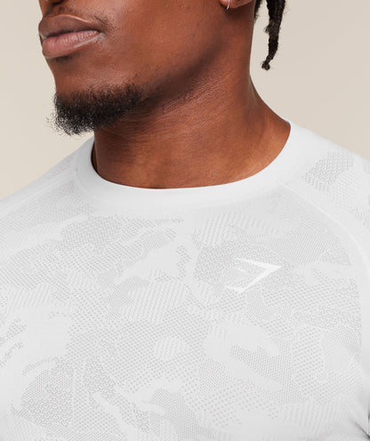 Gymshark Geo Seamless Long Sleeve T-Shirt White