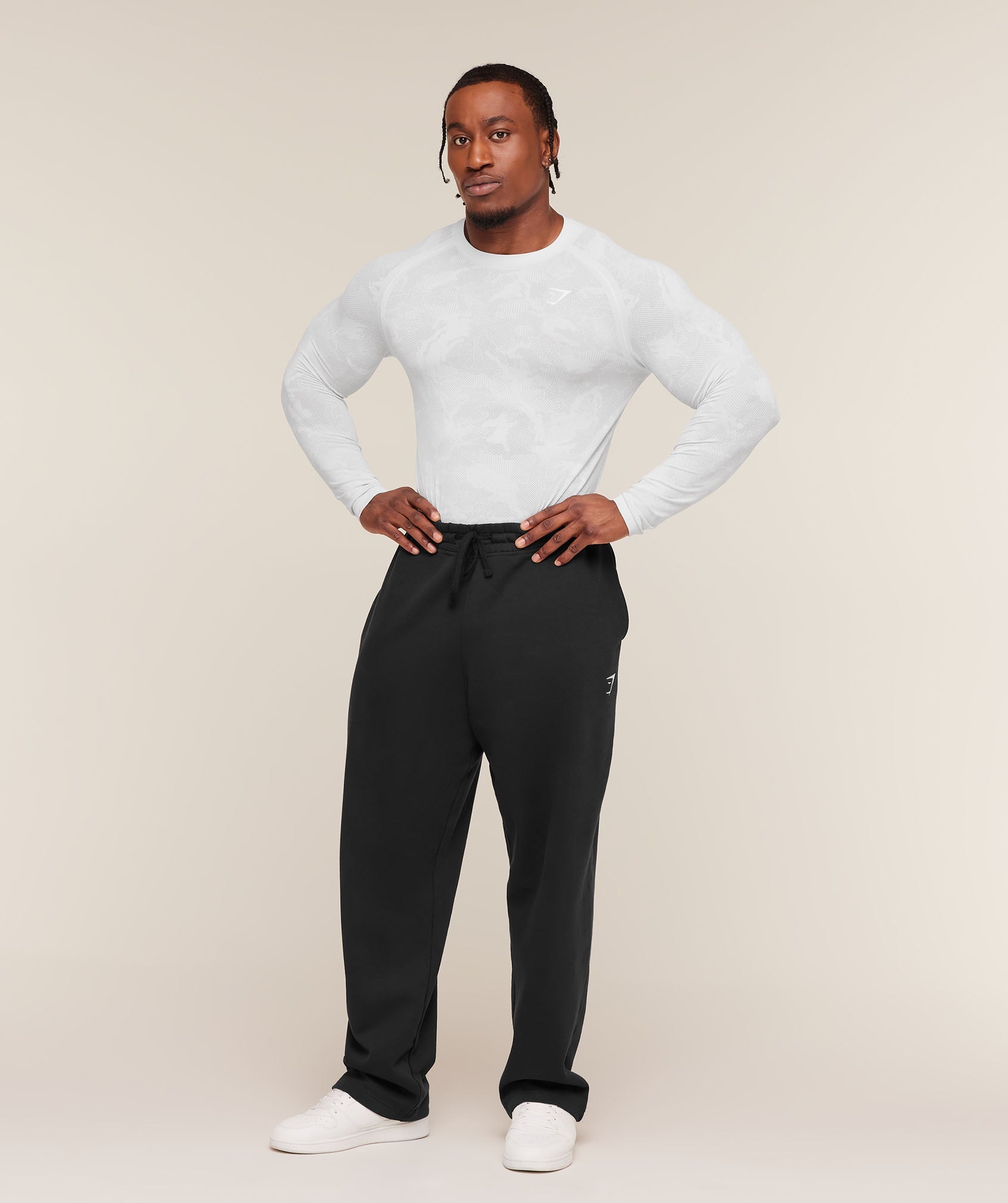 Gymshark Geo Seamless Long Sleeve T-Shirt White