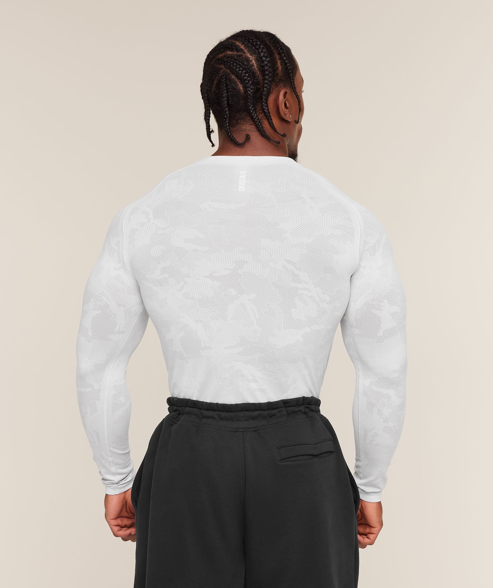 Gymshark Geo Seamless Long Sleeve T-Shirt White