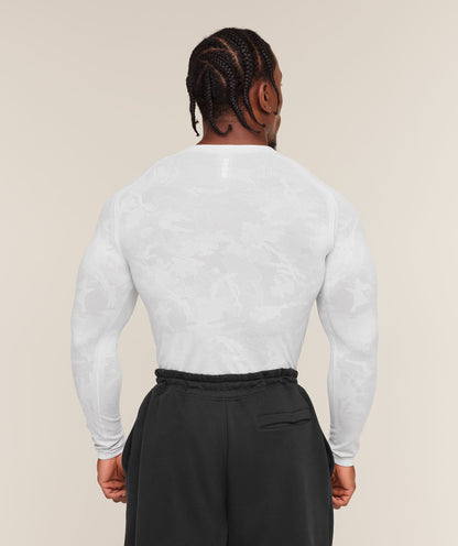 Gymshark Geo Seamless Long Sleeve T-Shirt White