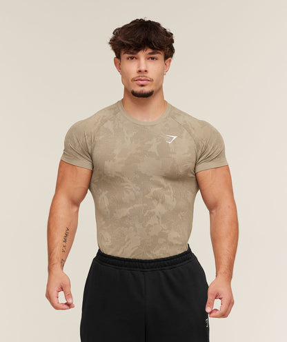 Gymshark Geo Seamless T-Shirt Cement Brown