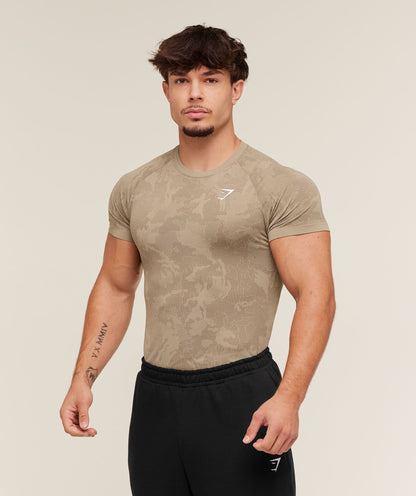 Gymshark Geo Seamless T-Shirt Cement Brown