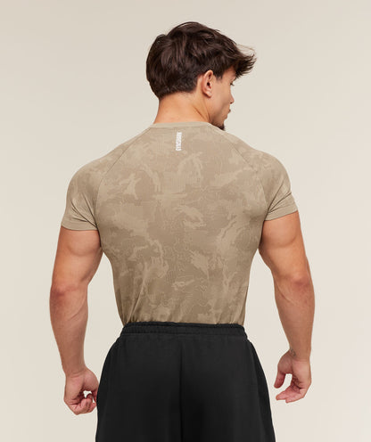 Gymshark Geo Seamless T-Shirt Cement Brown