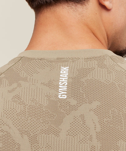 Gymshark Geo Seamless T-Shirt Cement Brown