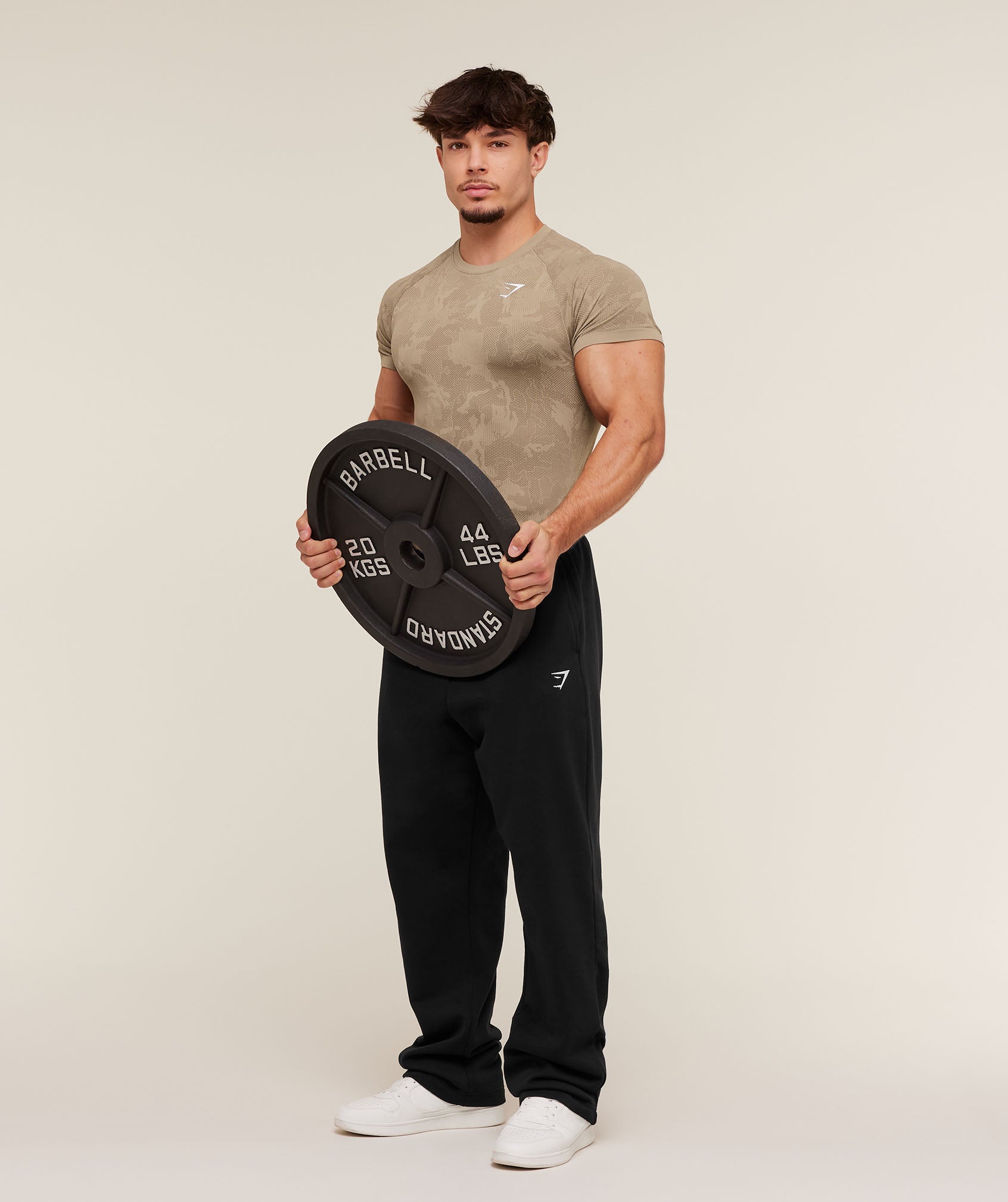 Gymshark Geo Seamless T-Shirt Cement Brown