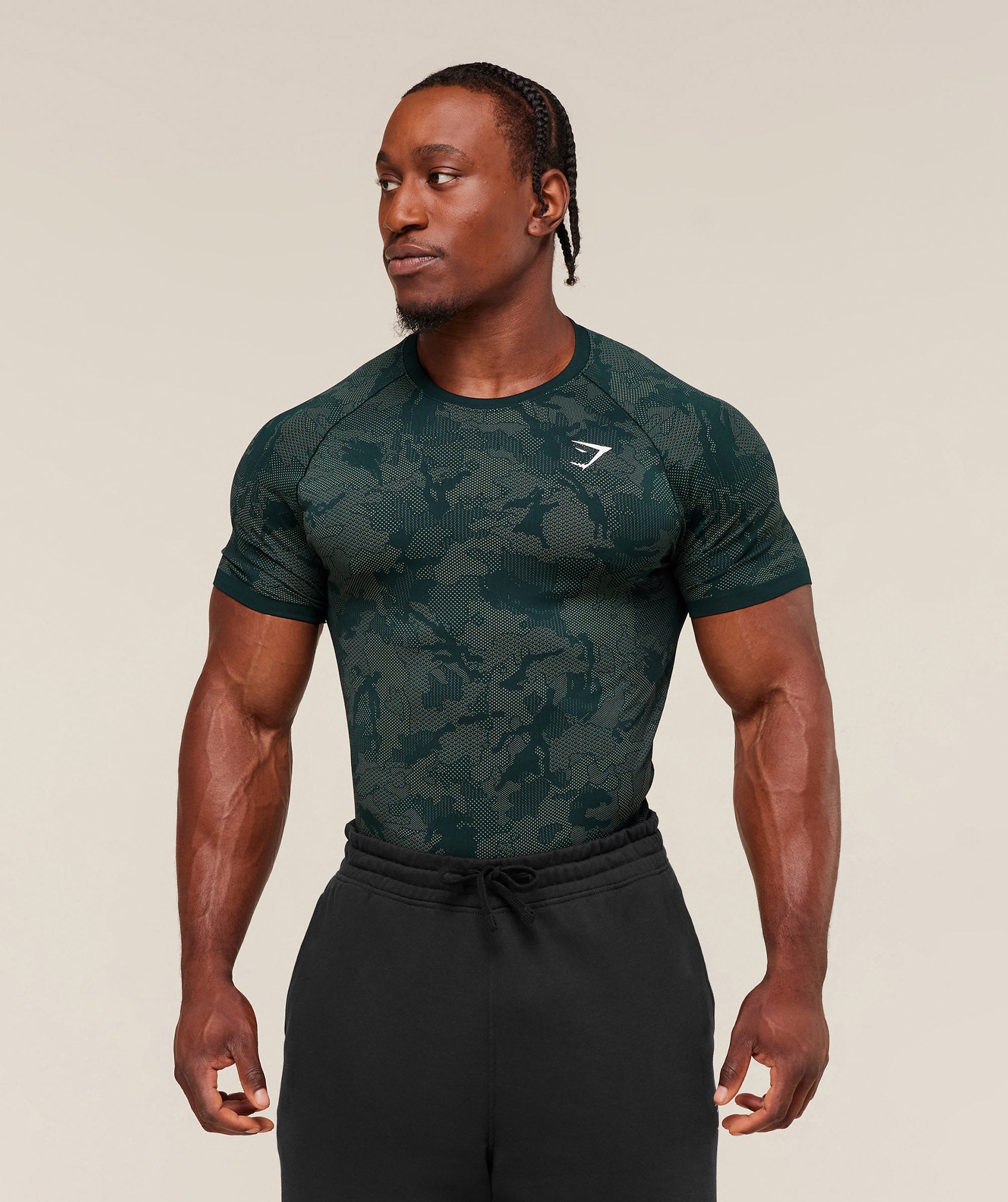 Gymshark Geo Seamless T-Shirt Deep Petrol Blue