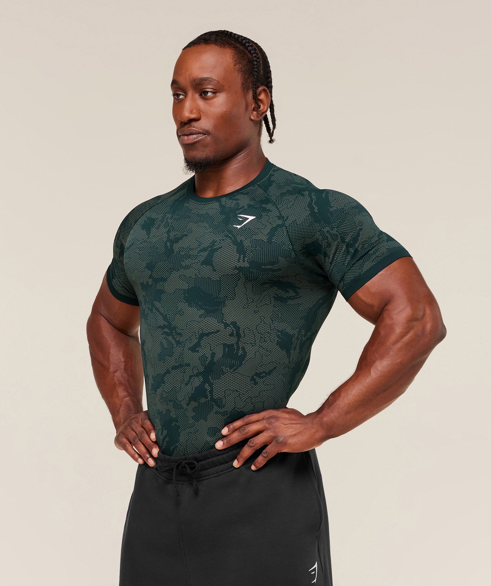 Gymshark Geo Seamless T-Shirt Deep Petrol Blue