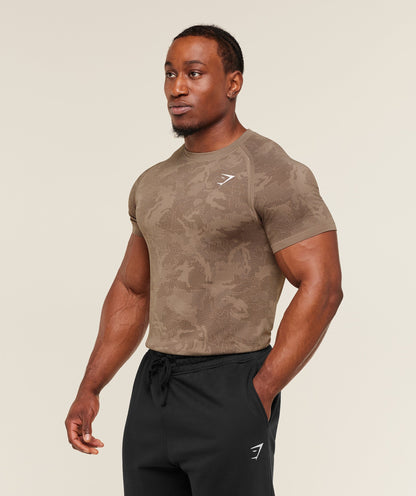 Gymshark Geo Seamless T-Shirt Lifestyle Brown