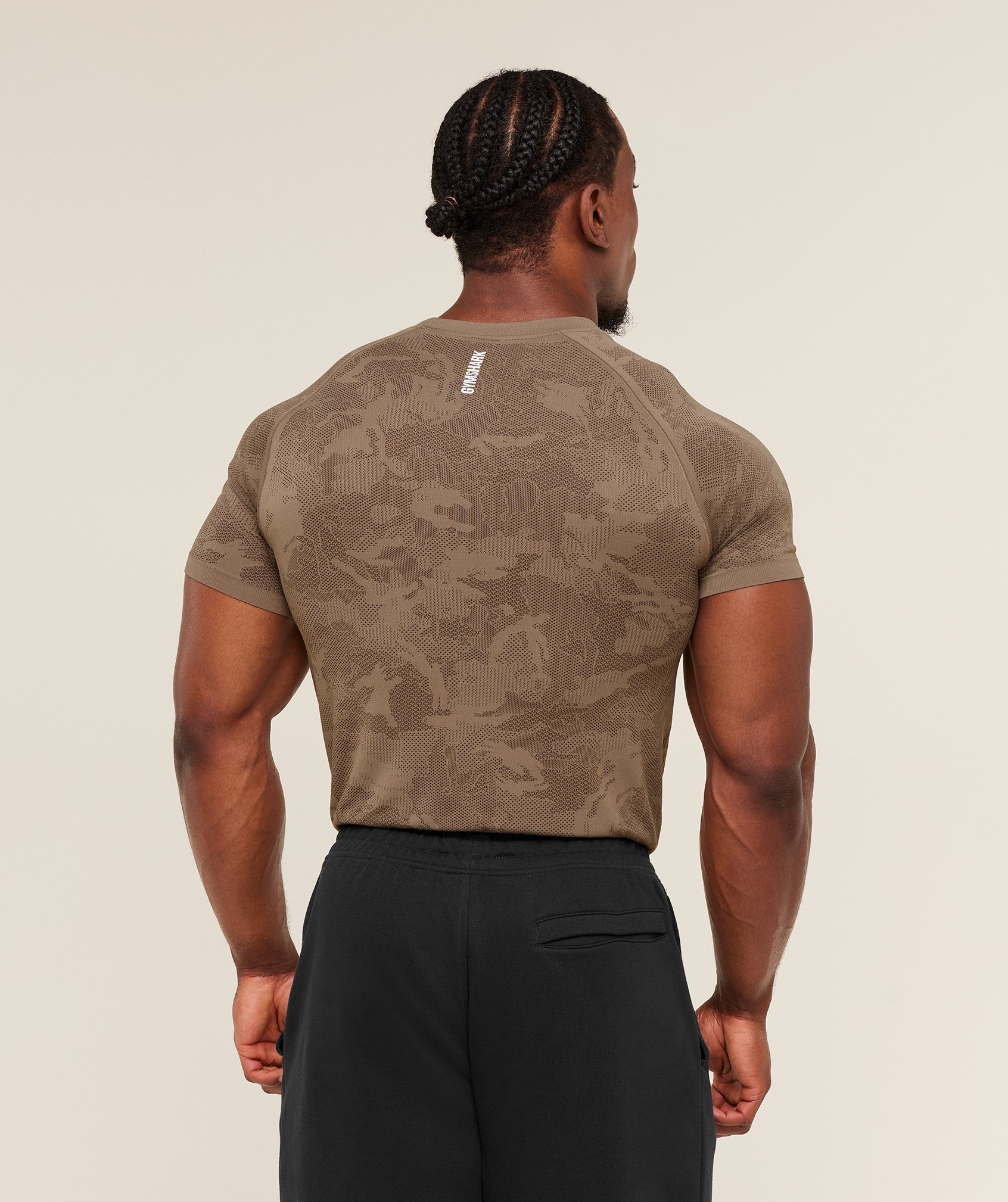 Gymshark Geo Seamless T-Shirt Lifestyle Brown