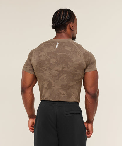 Gymshark Geo Seamless T-Shirt Lifestyle Brown