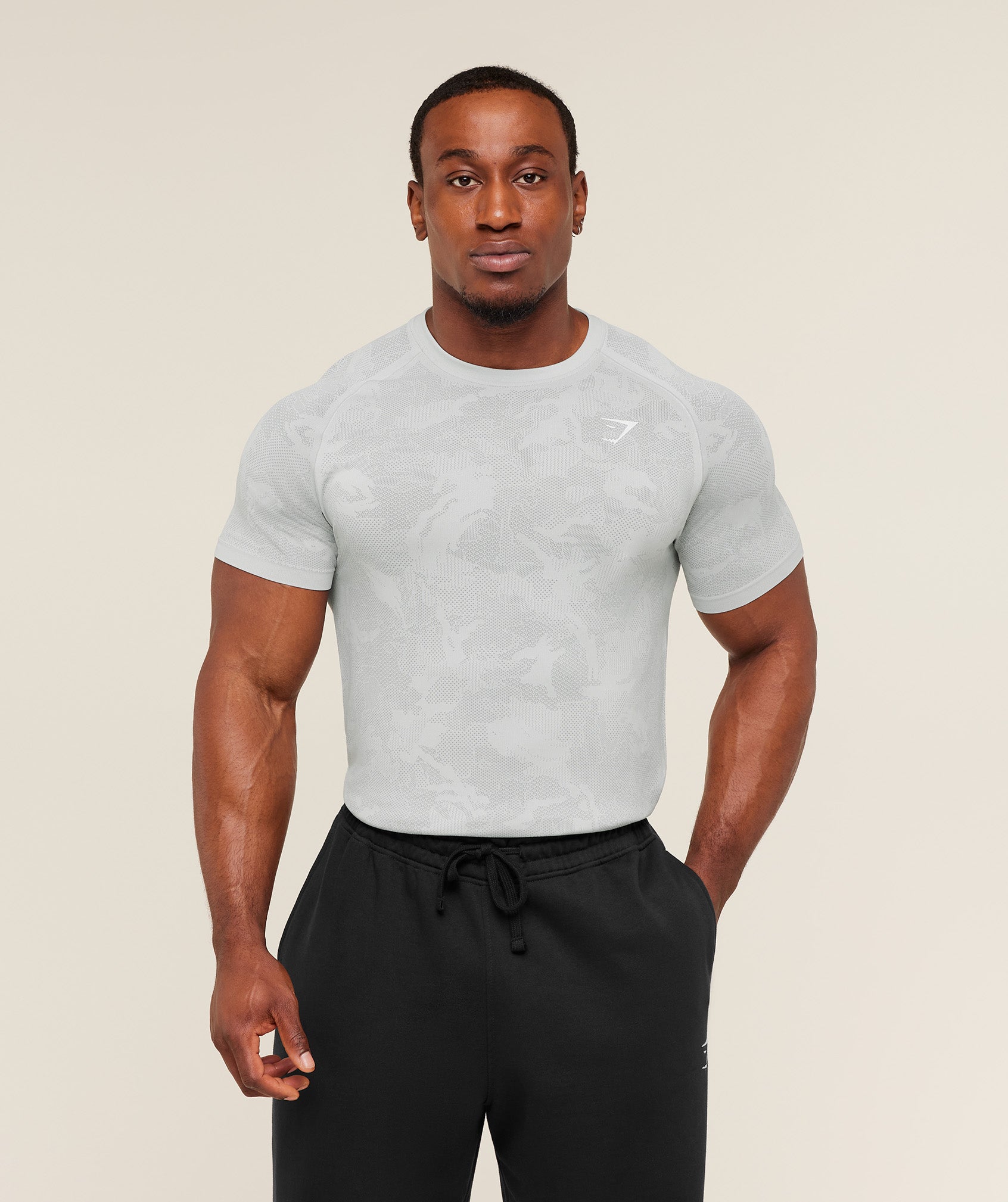 Gymshark Geo Seamless T-Shirt Light Grey