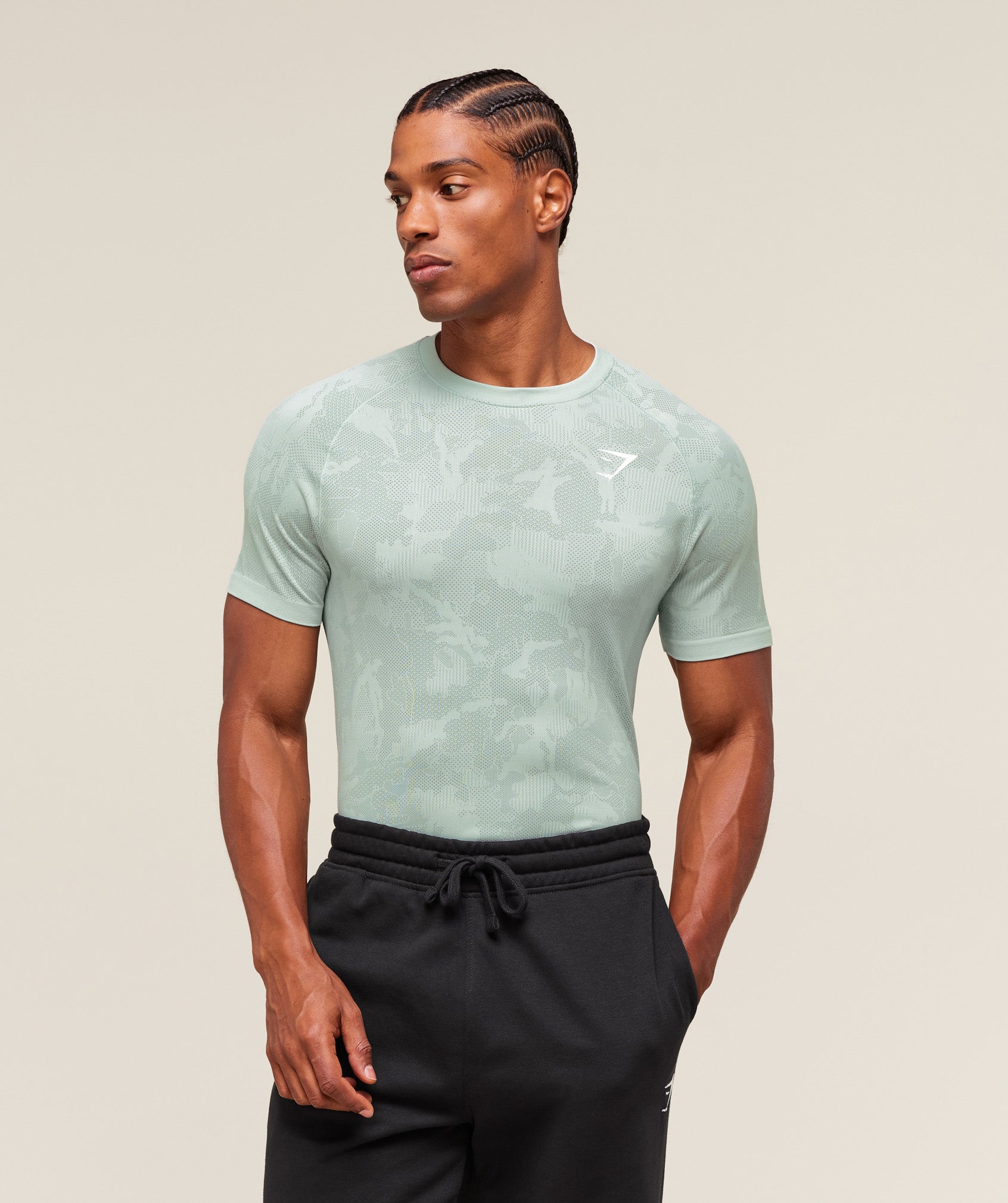 Gymshark Geo Seamless T-Shirt Morning Blue