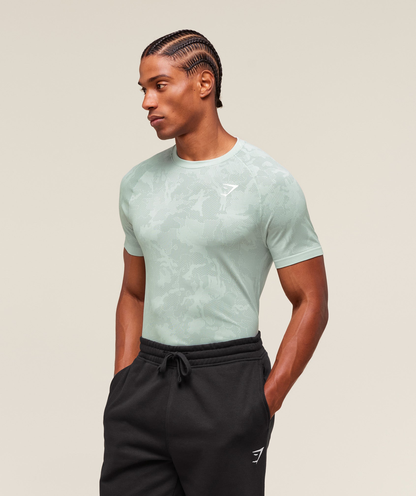 Gymshark Geo Seamless T-Shirt Morning Blue