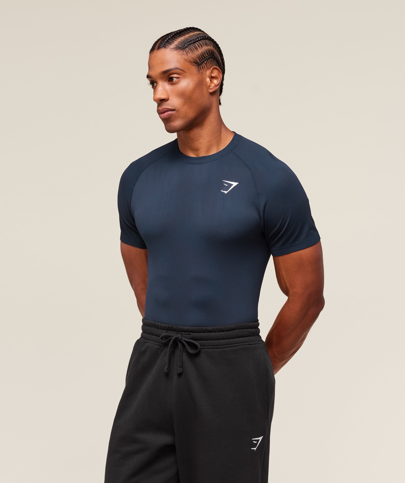 Gymshark Geo Seamless T-Shirt Navy