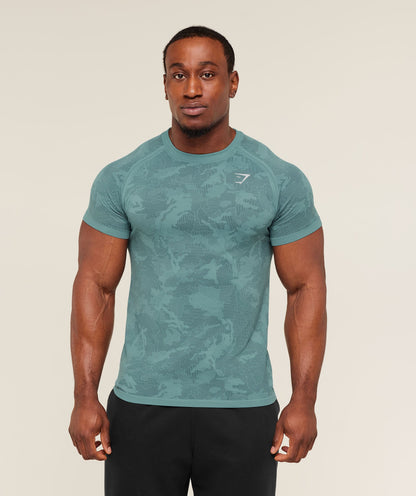 Gymshark Geo Seamless T-Shirt Storm Blue