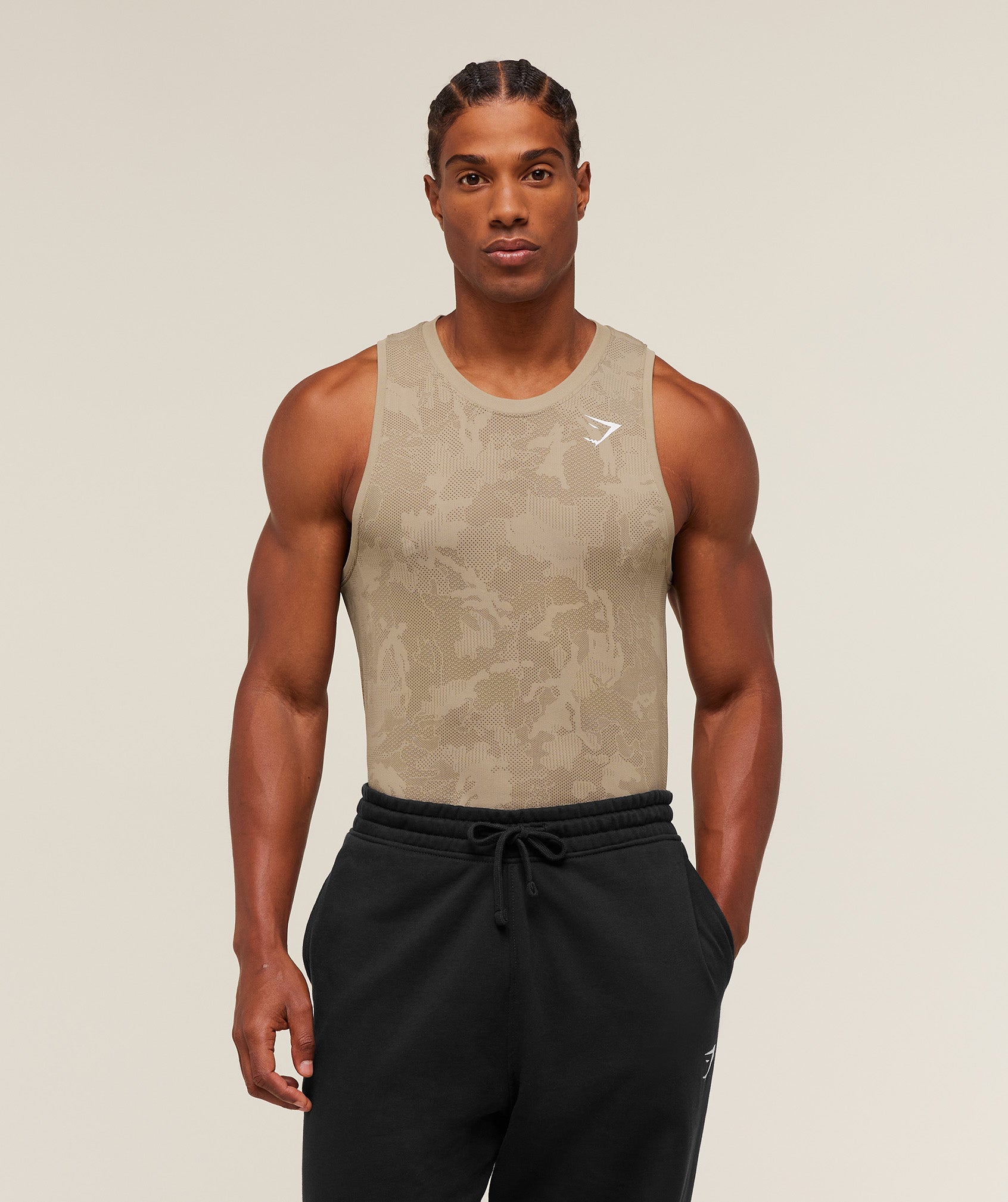 Gymshark Geo Seamless Tank Cement Brown