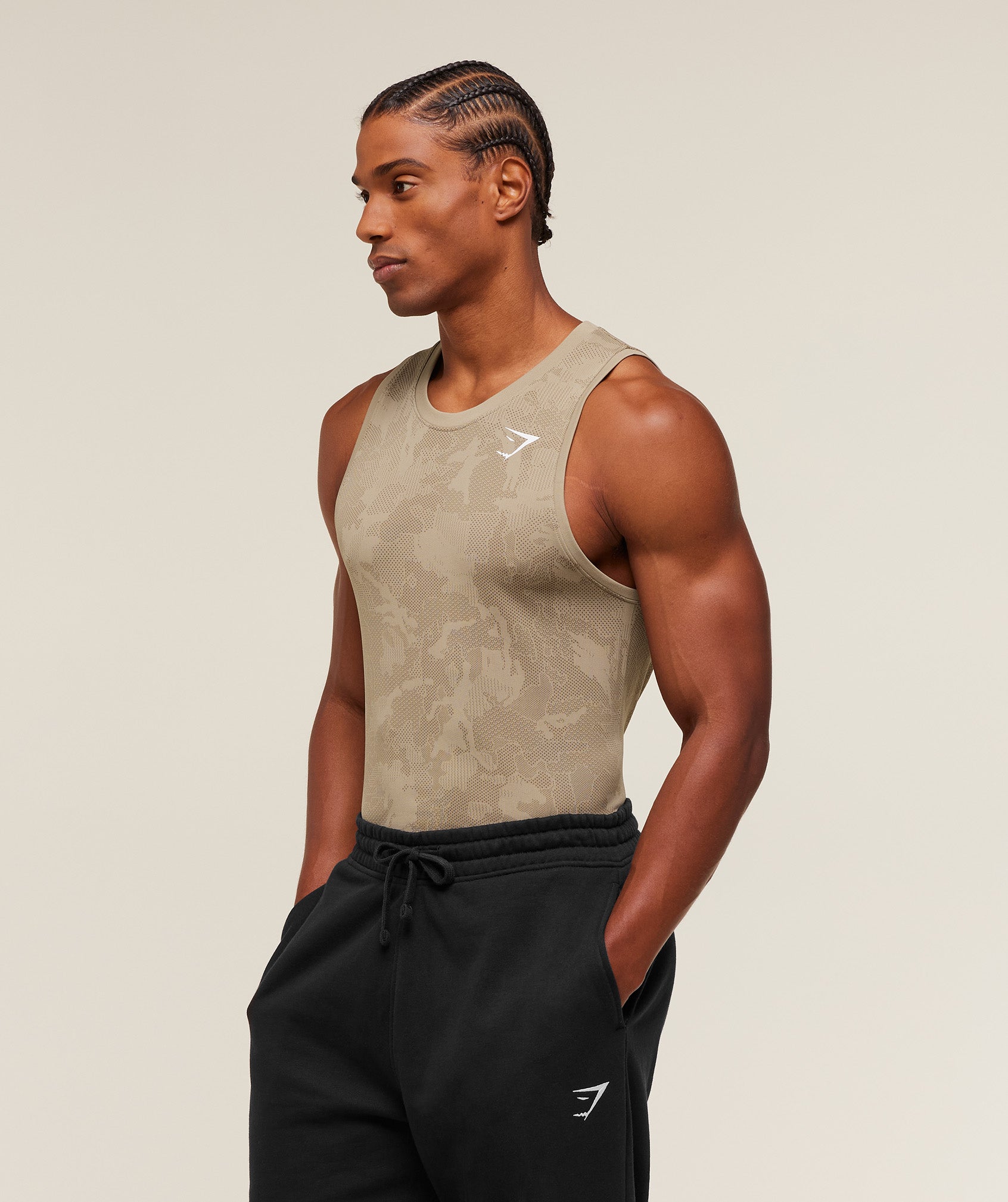 Gymshark Geo Seamless Tank Cement Brown