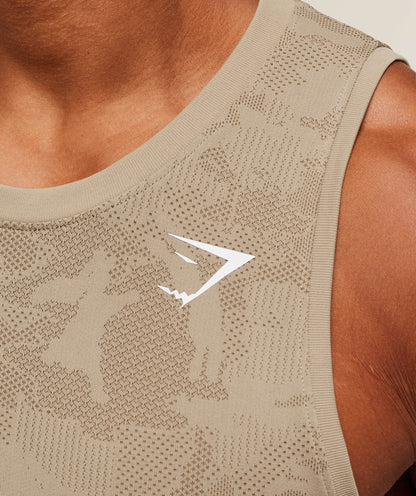 Gymshark Geo Seamless Tank Cement Brown