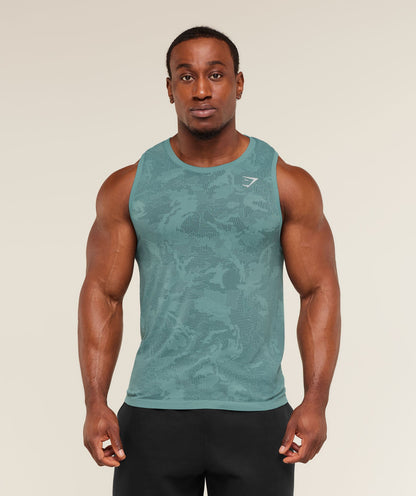 Gymshark Geo Seamless Tank Storm Blue
