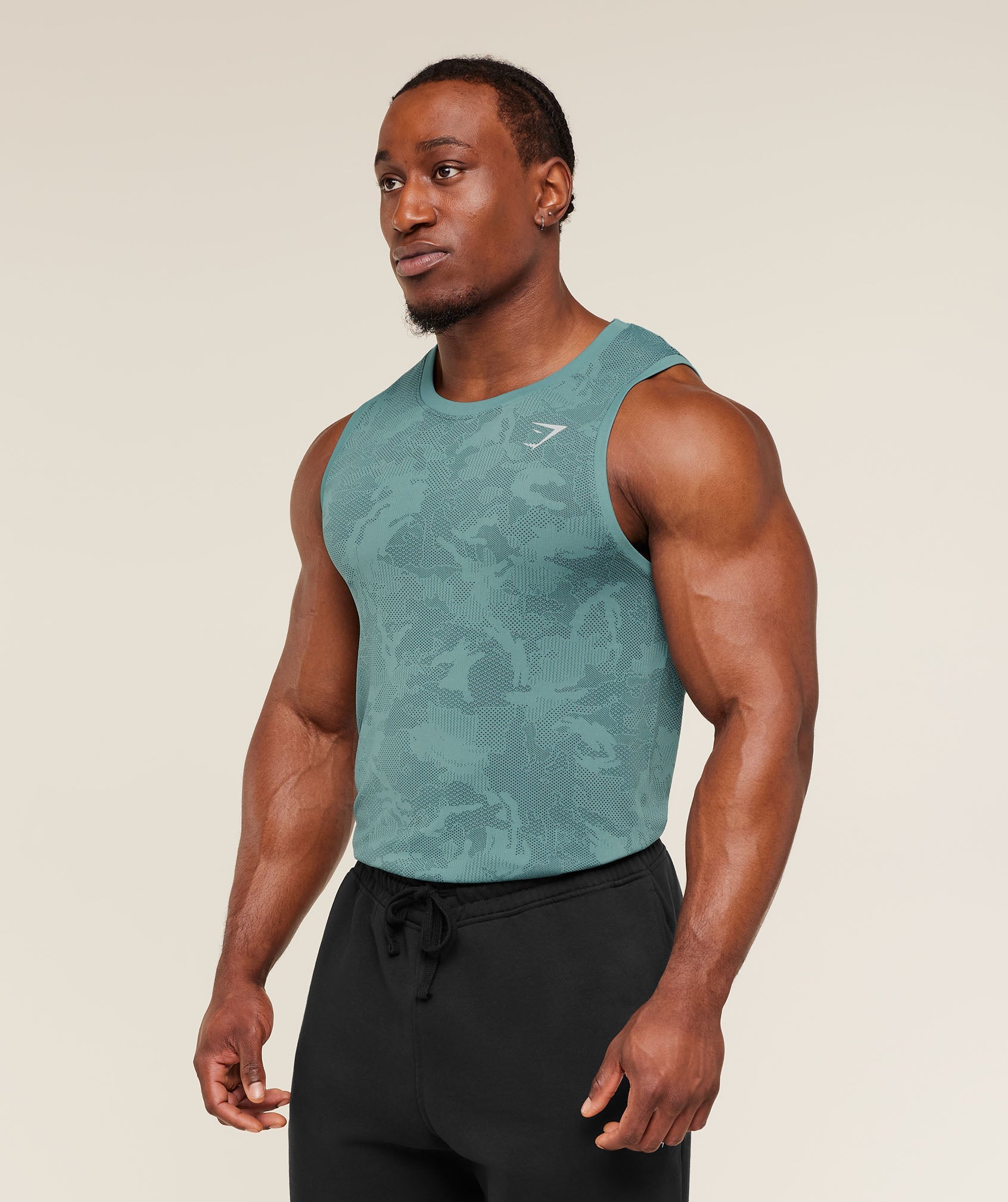 Gymshark Geo Seamless Tank Storm Blue