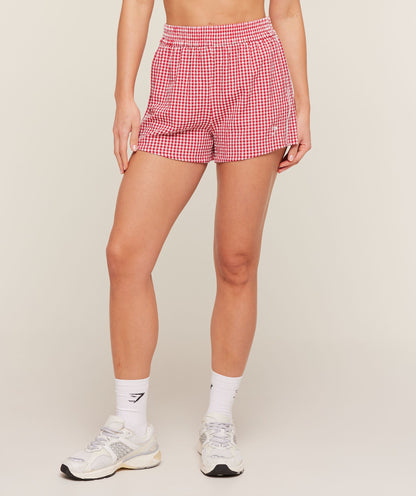 Women's Gymshark Gingham Shorts Carmine Red