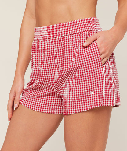 Women's Gymshark Gingham Shorts Carmine Red