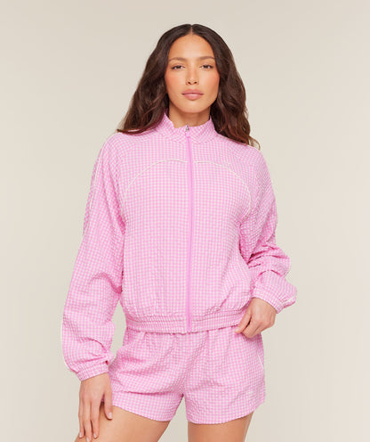 Women's Gymshark Gingham Track Jacket Focus Pink