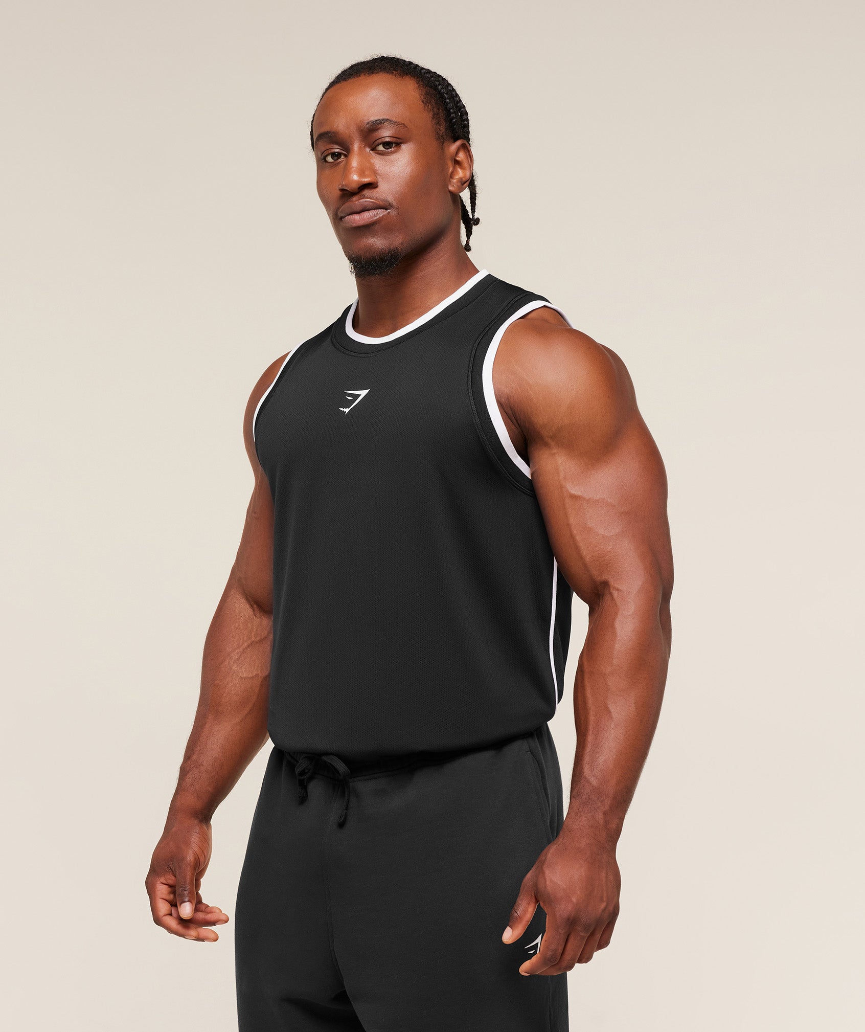 Gymshark Graphic Basketball Mesh Tank Black