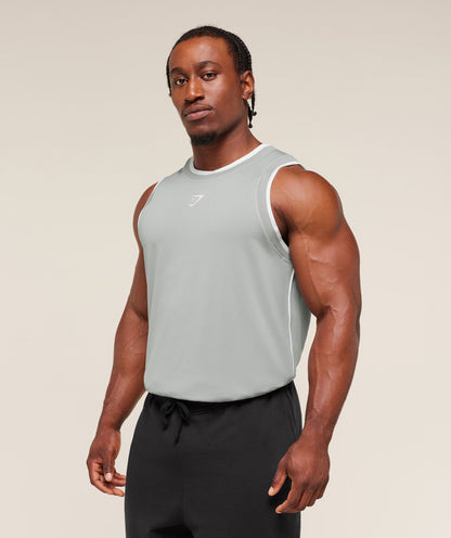 Gymshark Graphic Basketball Mesh Tank Silver Grey