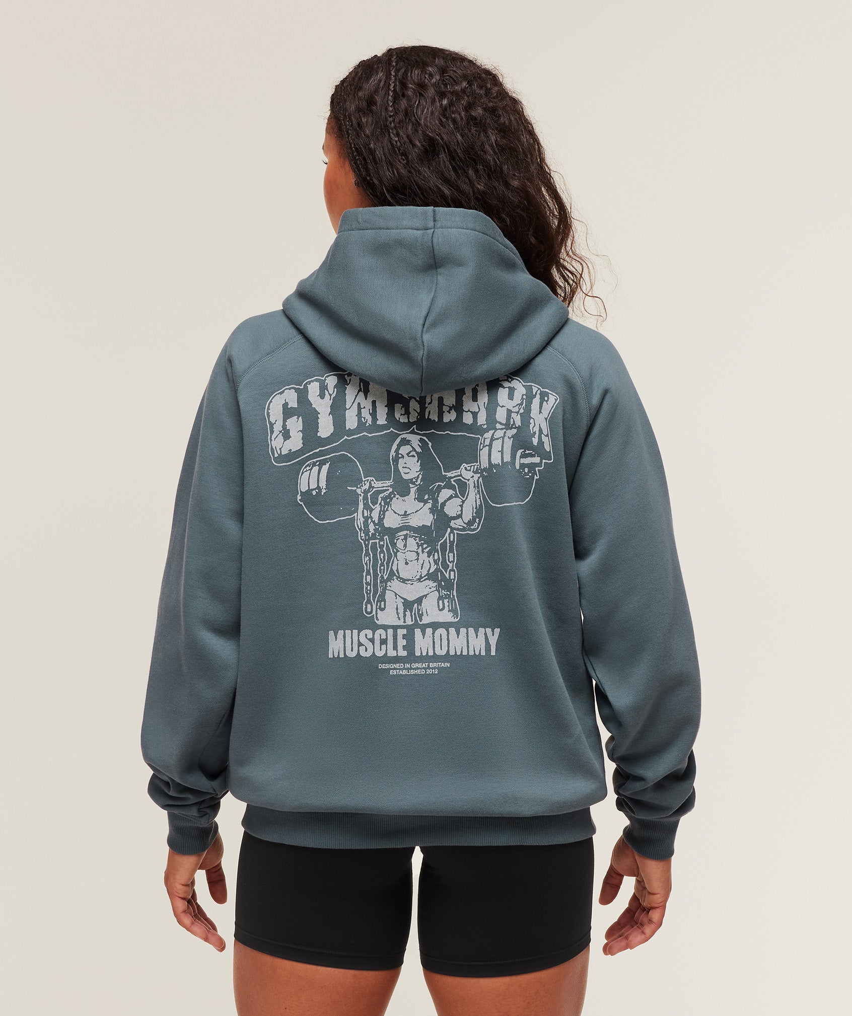 Women's Gymshark Gritty Muscle Mommy Graphic Hoodie Titanium Blue