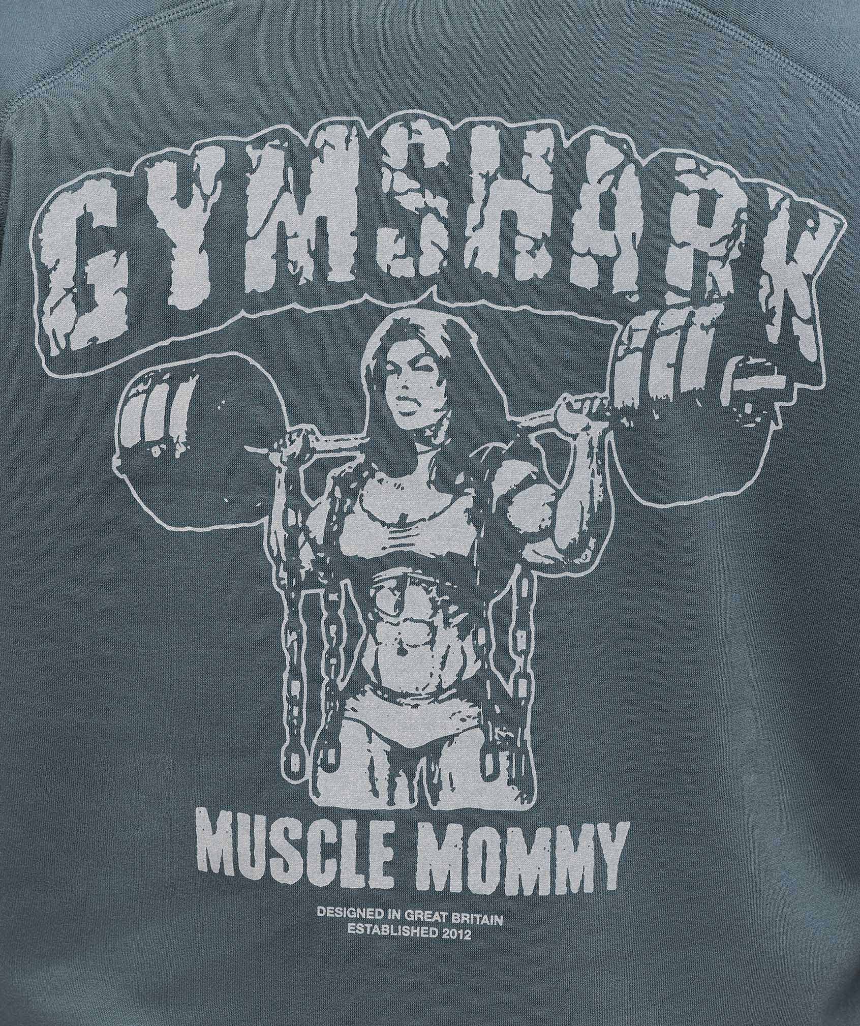 Women's Gymshark Gritty Muscle Mommy Graphic Hoodie Titanium Blue