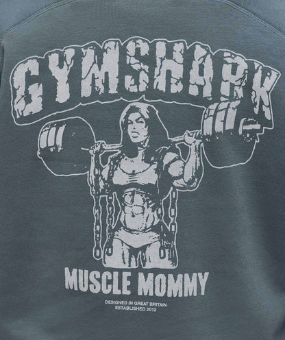Women's Gymshark Gritty Muscle Mommy Graphic Hoodie Titanium Blue