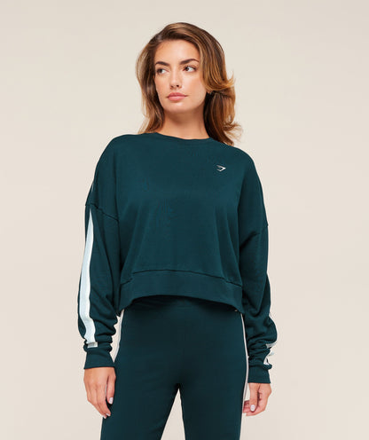 Women's Gymshark Piping Midi Crew Neck Deep Petrol Blue