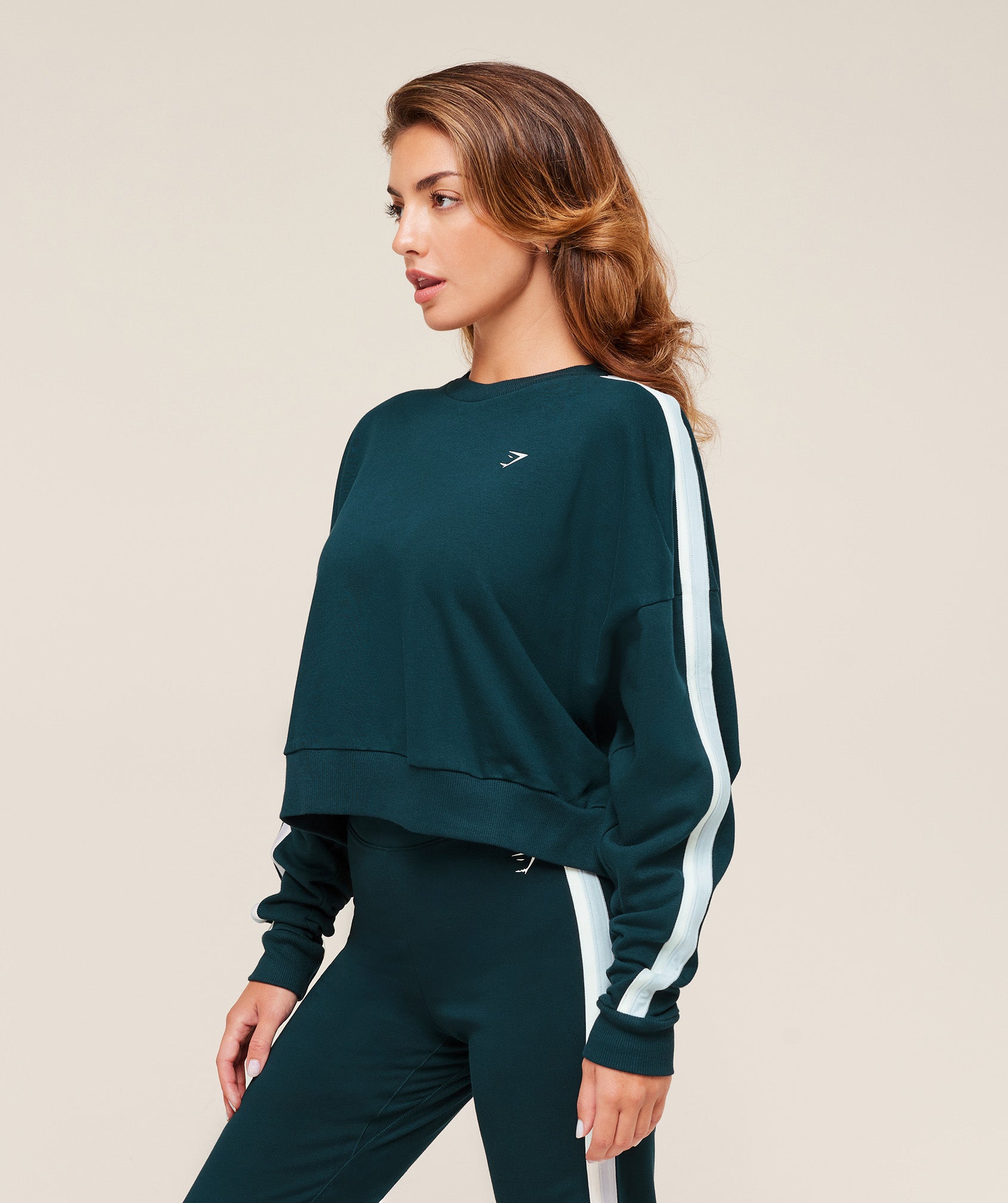 Women's Gymshark Piping Midi Crew Neck Deep Petrol Blue
