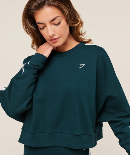 Women's Gymshark Piping Midi Crew Neck Deep Petrol Blue