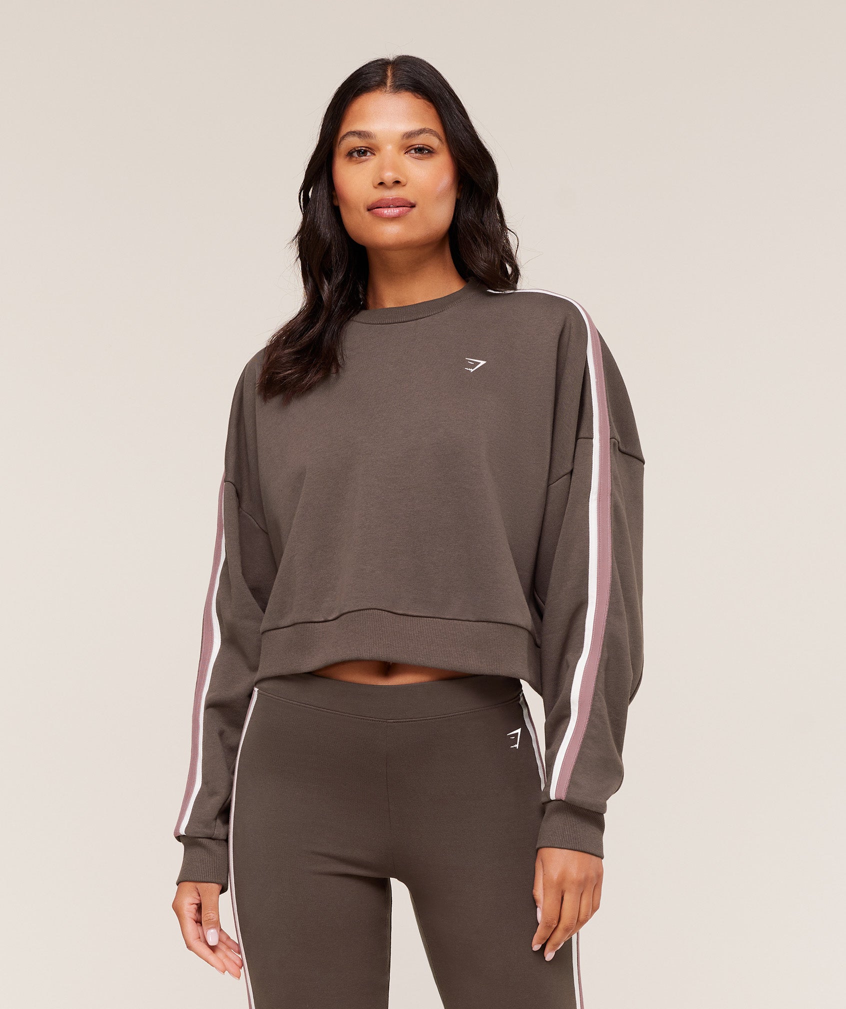 Women's Gymshark Piping Midi Crew Neck Walnut Brown