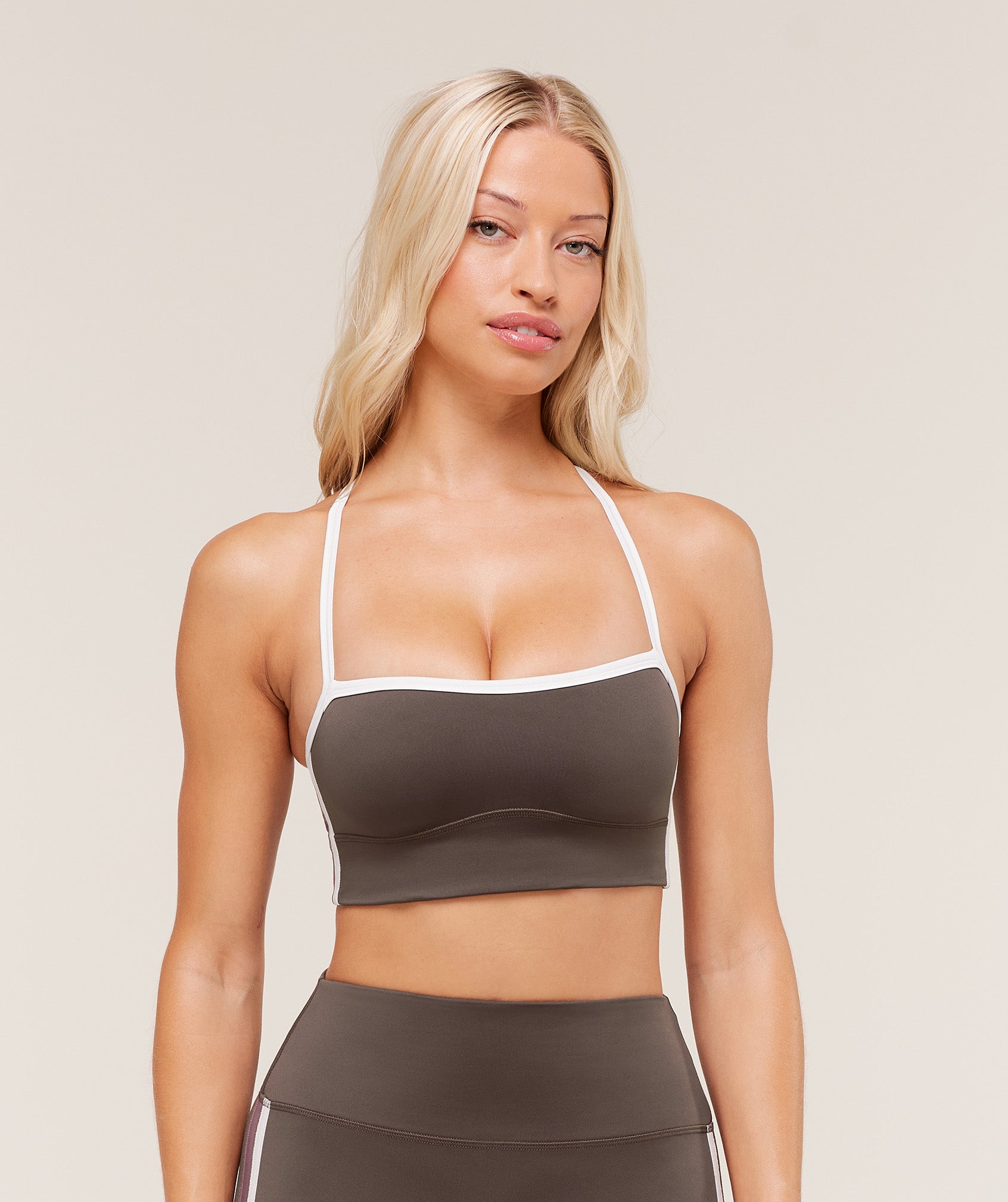 Women's Gymshark Piping Sports Bra Walnut Brown