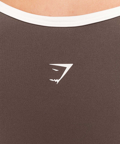 Women's Gymshark Piping Long Sleeve Crop Top Walnut Brown