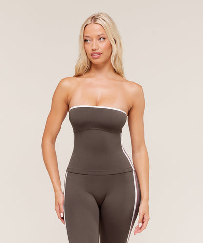Women's Gymshark Piping Bandeau With Shelf Walnut Brown