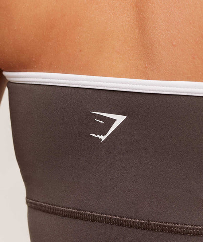 Women's Gymshark Piping Bandeau With Shelf Walnut Brown