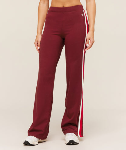 Women's Gymshark Piping Wide Leg Pant Sets Red