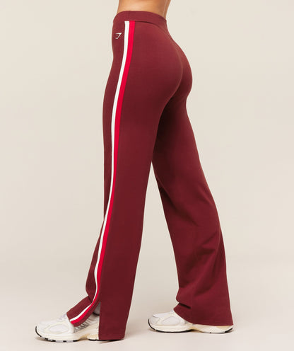 Women's Gymshark Piping Wide Leg Pants Sets Red
