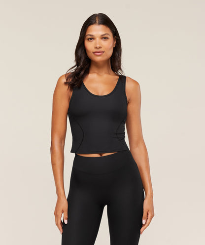 Women's Gymshark Ribbed Midi Tank With Shelf Black